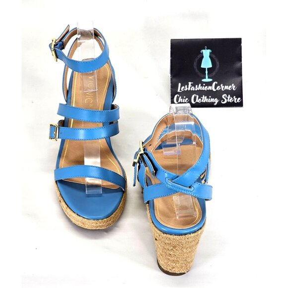 NWOB Vionic Women's Sabina Blue Strappy Wedge Espadrille Sandals Sz 8 037 - Picture 12 of 16